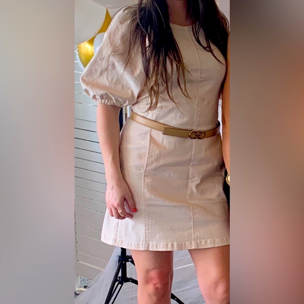 Corduroy Dress W/ Puff Sleeves